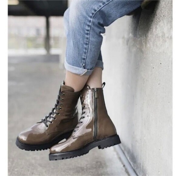 Thursday Boot Co. Olive Green Combat Boot in Patent Leather Size 7.5 New - Picture 1 of 10